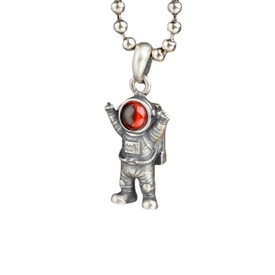 Inlaid Diamond astronaut silver pendant