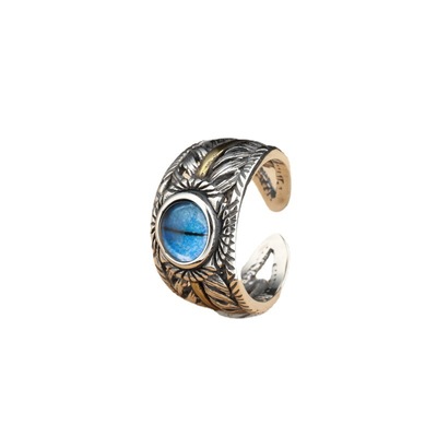 feather shape S925 silver rings with eye
