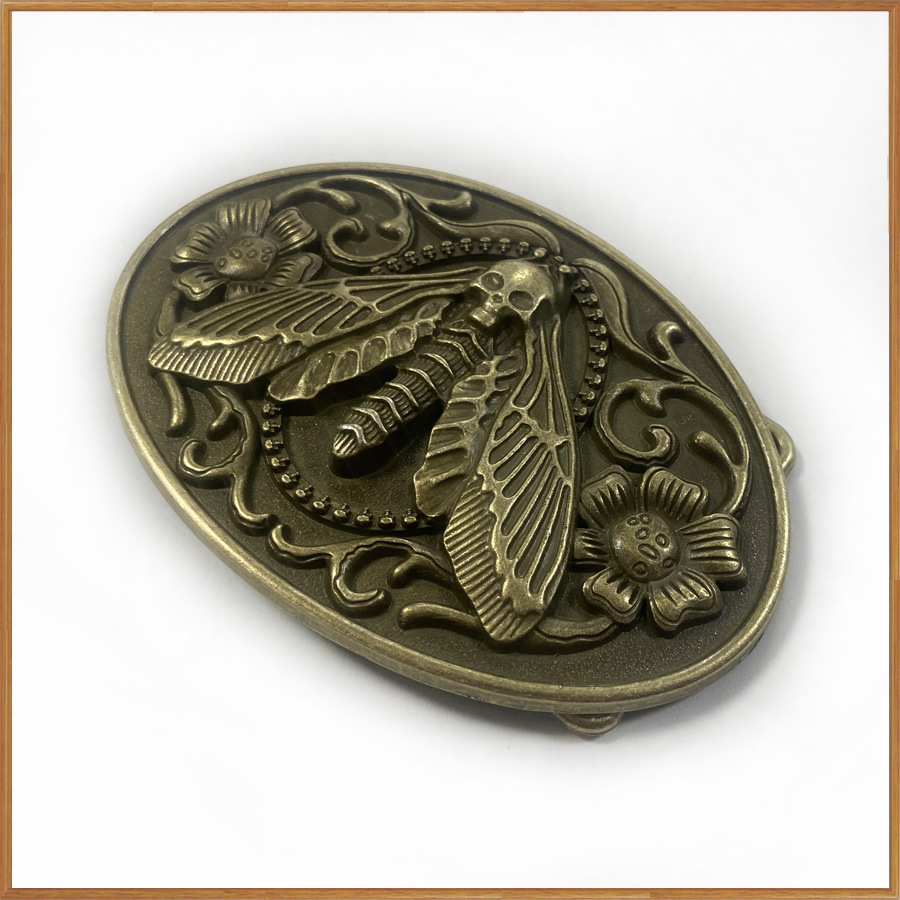 Adult trophy Buckle with moth picture