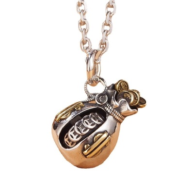 Antique money bag silver pendant