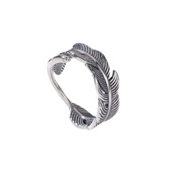 feather shape silver rings