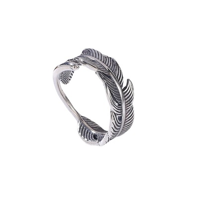 feather shape silver rings