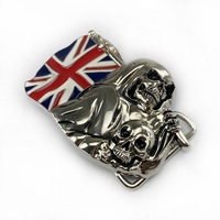 UK Flag with skull  Belt Buckles