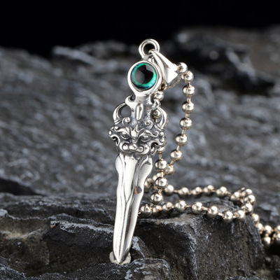 Dragon sword silver pendant